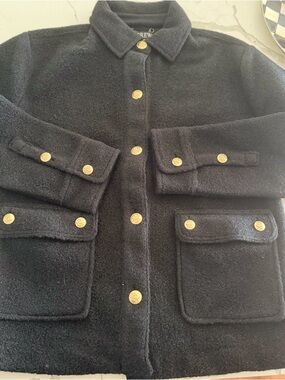 J. Crew Black Wool Coat with Gold Buttons